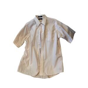 Puritan Pink Short Sleeve Button Up Shirt Mens L (16-16.5)